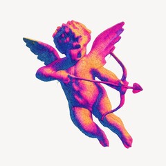 Obraz premium Colorful cherub with bow