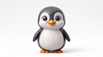 Obraz premium Cute baby penguin standing isolated on a clean white background