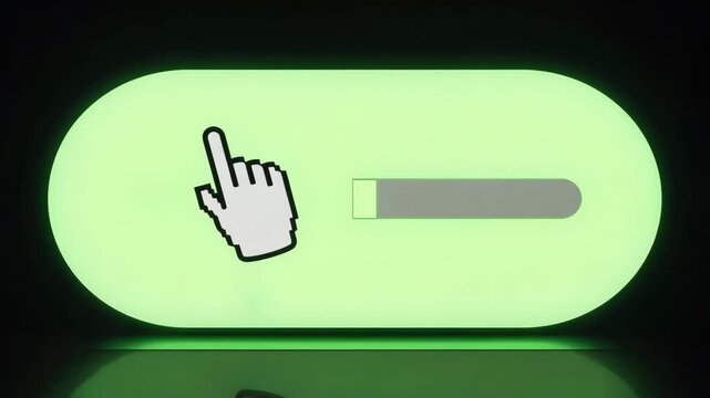 3D Hand Cursor and Loading Progress Bar Interface for Digital Technology and User Interaction