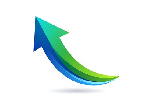 Blue and green curved upward growth arrow.