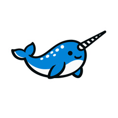 Playful Cute Narwhal Vector Art for Mascot & Branding © Giovanie Vector