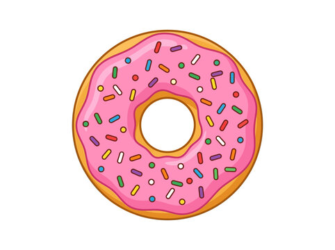 Donut with pink frosting and colorful sprinkles