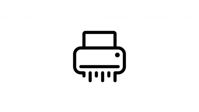 Paper shredder outline icon looping animation, document destruction symbol motion graphic for office security and privacy presentation design use