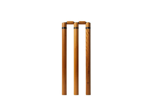 Cricket stumps and bails set on transparent background