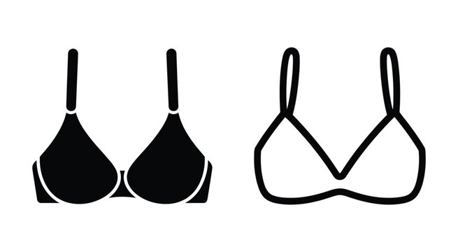 Lingerie with black and white bra silhouette illustrations, representing women's fashion, intimate clothing, undergarment design, apparel concepts, garment outlines, and fashion styling.