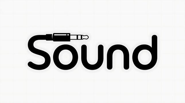 Sound typography logo design with an integrated audio jack connector