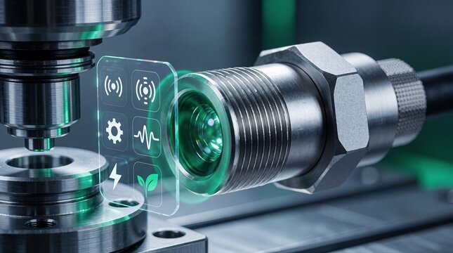 Industrial proximity sensor detecting machine component position for production and process control