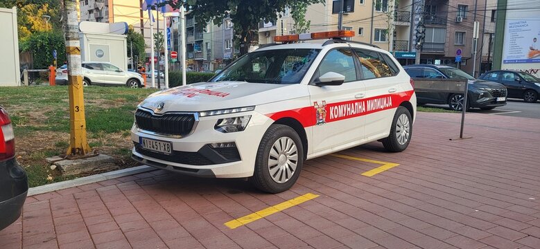 NIS, SERBIA &ndash; AUGUST 15, 2026: Official Ni&scaron; Municipal Militia vehicle parked on a city street in Nis, Serbia.