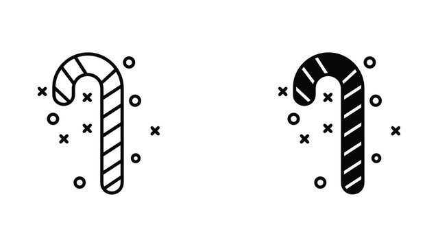 Candy cane sweet treat icon vector graphic set