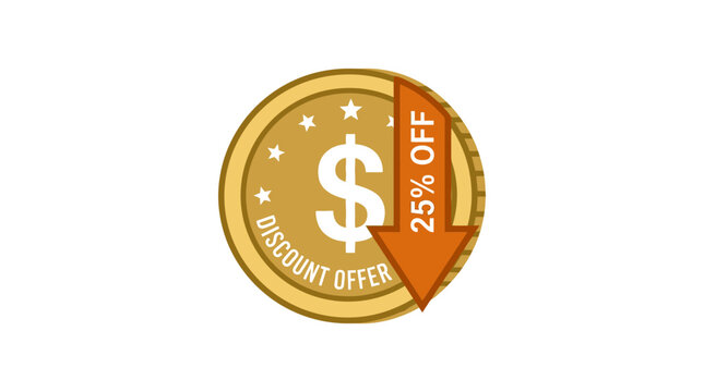 Financial crisis concept with gold dollar coin and red arrow pointing down