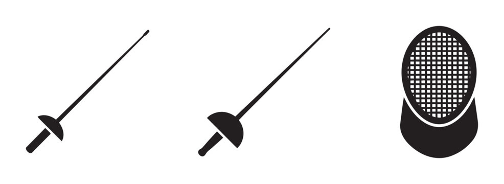 Fencing Swords and Mask Icons: Sport Equipment Vector Graphics for Athletic Competitions and Training
