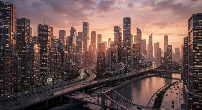 imagem de uma paisagem urbana renderiza&ccedil;&atilde;o octanagem, hiper realista