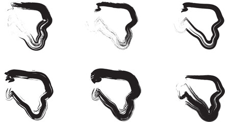 Fototapeta premium Set of abstract black brush strokes and curved ink graphic design elements 