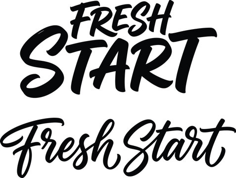 Fresh Start Handwritten Text Logo Design With Transparent Background Available