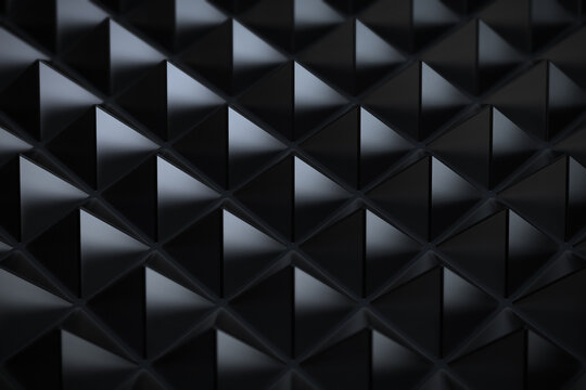 Abstract Black Geometric Pyramid Pattern Background, 3D Rendering