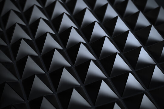 Abstract Black Geometric Pyramid Pattern Background, 3D Rendering