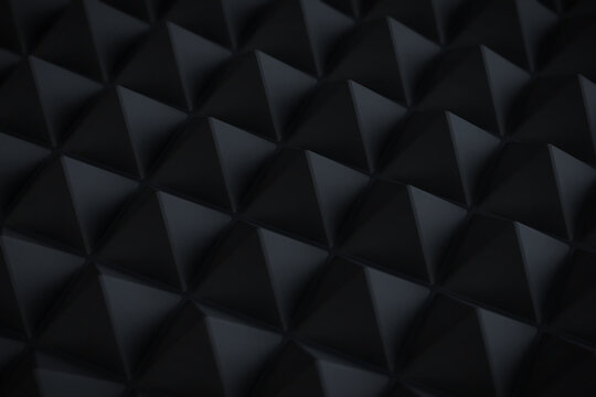 Abstract Black Geometric Pyramid Pattern Background, 3D Rendering