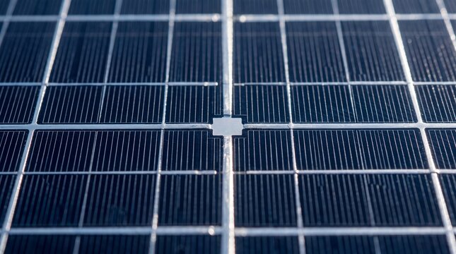 Close-Up of Modern Solar Panel Photovoltaic Cell Grid