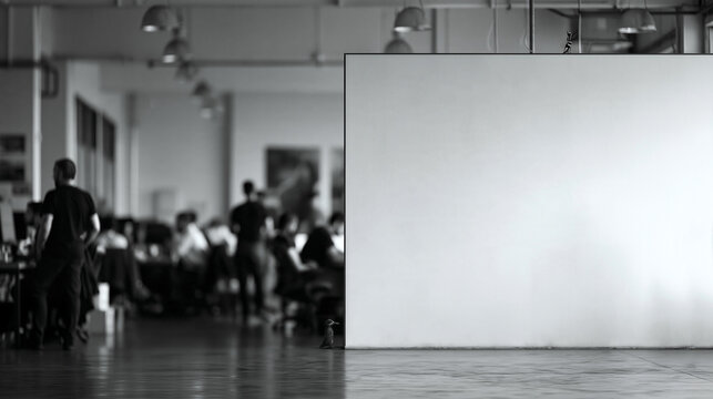 Blank White Wall Mockup in Modern Coworking Office