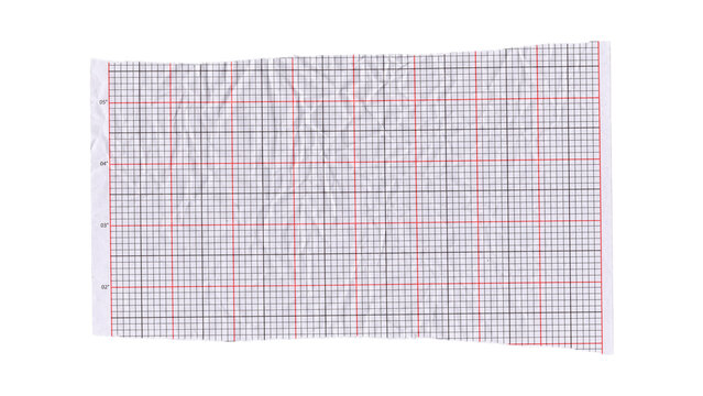 Crumpled graph paper isolated on transparent background