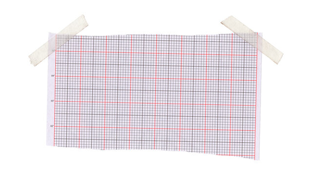 Grid paper taped to wall isolated on transparent background
