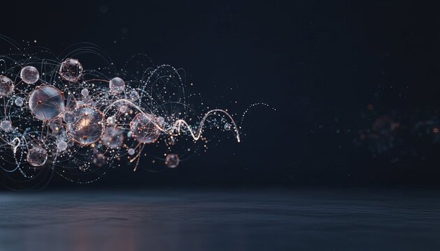 Abstract Big Data Analytics Neural Network Flow on Dark Slate Background