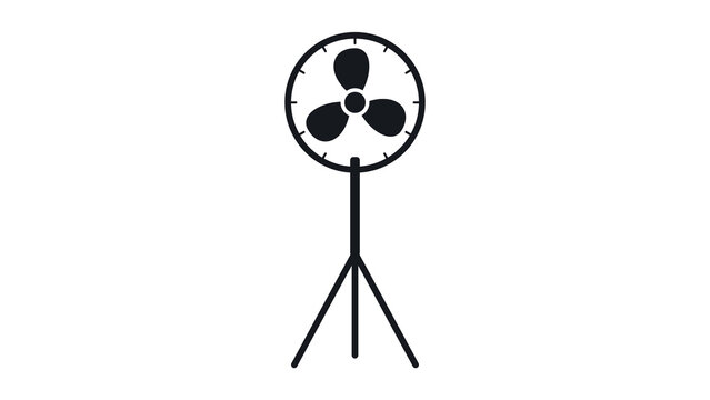 Tripod standing fan black glyph icon