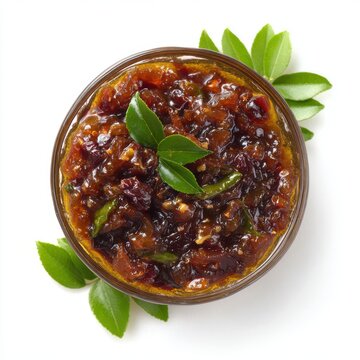 inji puli sweet and sour ginger tamarind chutney isolated on a white background