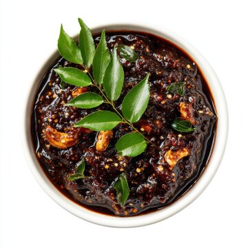 Onam inji puli sweet and sour ginger tamarind chutney isolated on a white background