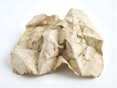 A Crumpled Sheet: A detailed shot of a crumpled, old sheet of paper, showcasing its texture and the way light plays across its folds and creases.