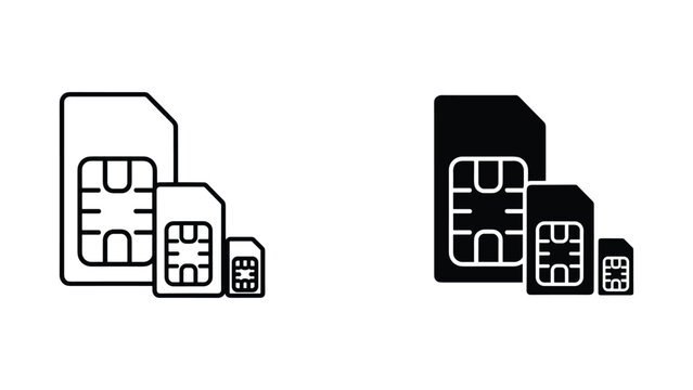 Sim cards vector icon set for mobile communication technology