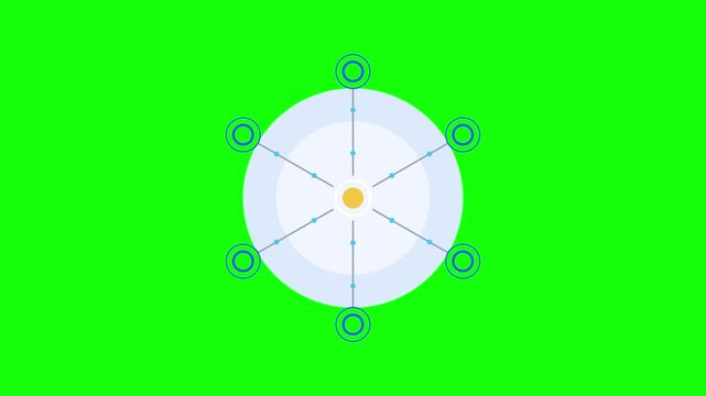 Abstract circular network diagram animation with green screen background, for data connection concept