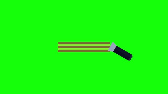 Animated spatula spreading brown substance on green screen chroma key background, spreading tool