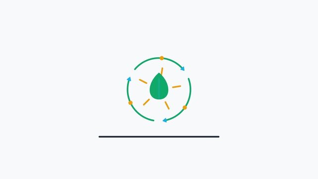 Eco-friendly leaf and recycling arrow animation for sustainable energy and green technology concept sustainability