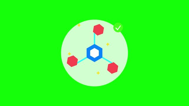 Animated blockchain network connection with green screen chroma key background, crypto cryptocurrency