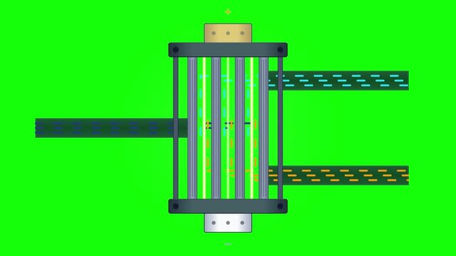 Animated data router processing network packets on green screen for tech and it infographics data processing