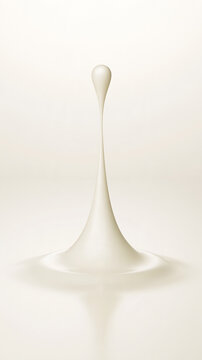 乳白色の液体が細く立ち上がるミニマルな抽象スプラッシュの3DCG背景 Minimal abstract 3D splash background with an off-white liquid droplet rising vertically