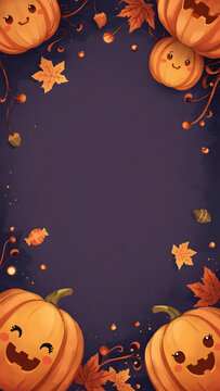 pretty pumpkins halloween frame ai generated mobile wallpaper