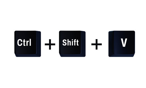 3D Ctrl Shift V keyboard shortcut transparent PNG element for paste commands, computer software, editing workflows, productivity, and digital interfaces