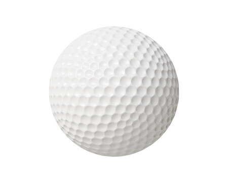 White Golf Ball on Transparent Background. Sports ball, golf training equipment, practice and tournament element. High resolution PNG. 3d render