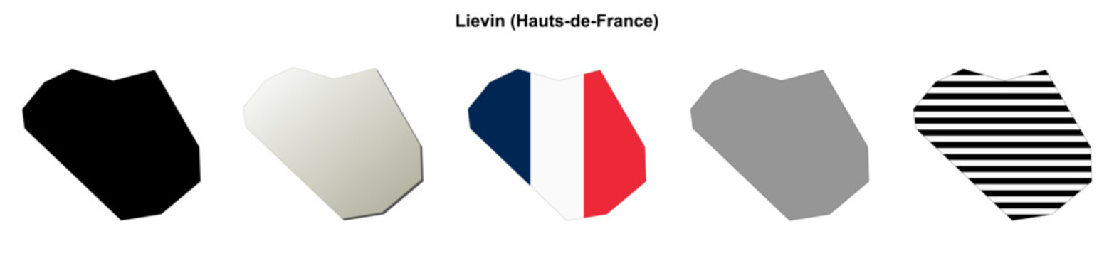 Lievin (Hauts-de-France) blank outline map set