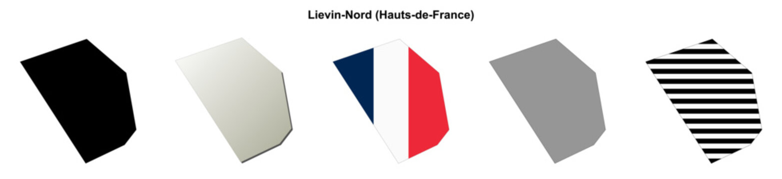 Lievin-Nord (Hauts-de-France) blank outline map set