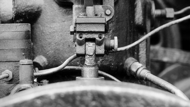 Old but well preserved marine engine parts and components