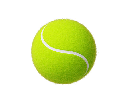 Single tennis ball on transparent background. Sports equipment, training, practice and tournament. High resolution PNG. 3d render