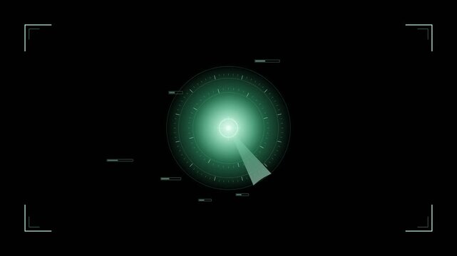 Futuristic holographic HUD interface animation, sci-fi dashboard assembling with radar sweep on transparent background, technology 4K