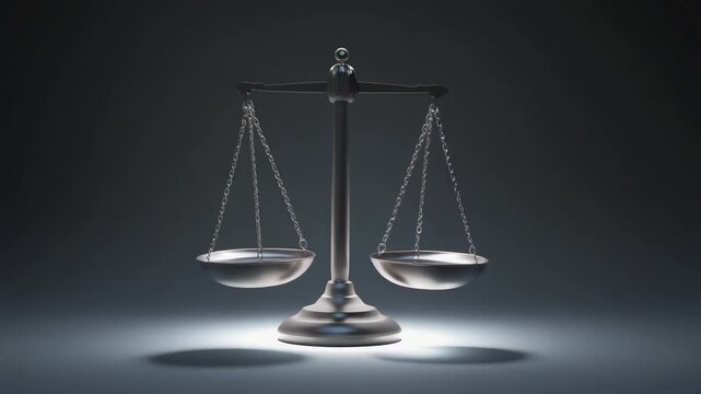 Financial balance scale made of light, stable motion