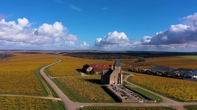 Historic chapel and cemetery among Burgundy vineyards
