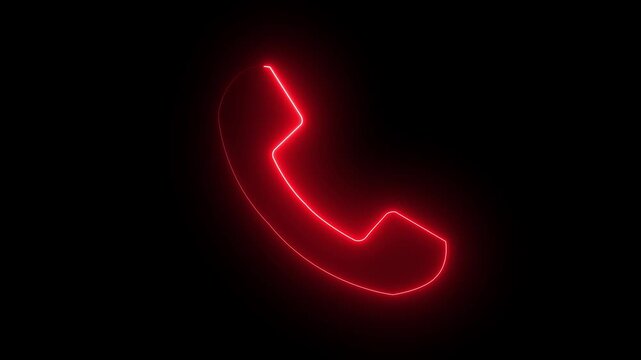 Glowing neon telephone animation, rad digital for customer support, and communication concepts.