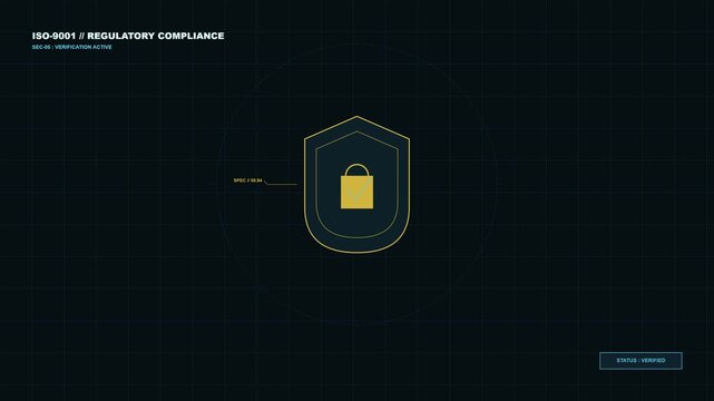 Grid background displaying shield icon with verified checkmark