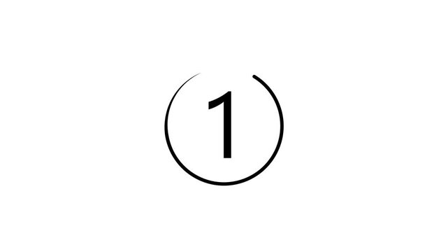 Minimalist countdown timer animation with circular progress bar, 4 to 1 sequence for presentations and intros